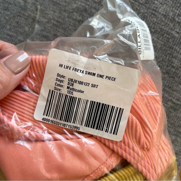 NEW Billabong Hi Life Freya One Piece Swimsuit Yellow Pink Size Large NWT - Picture 3 of 8